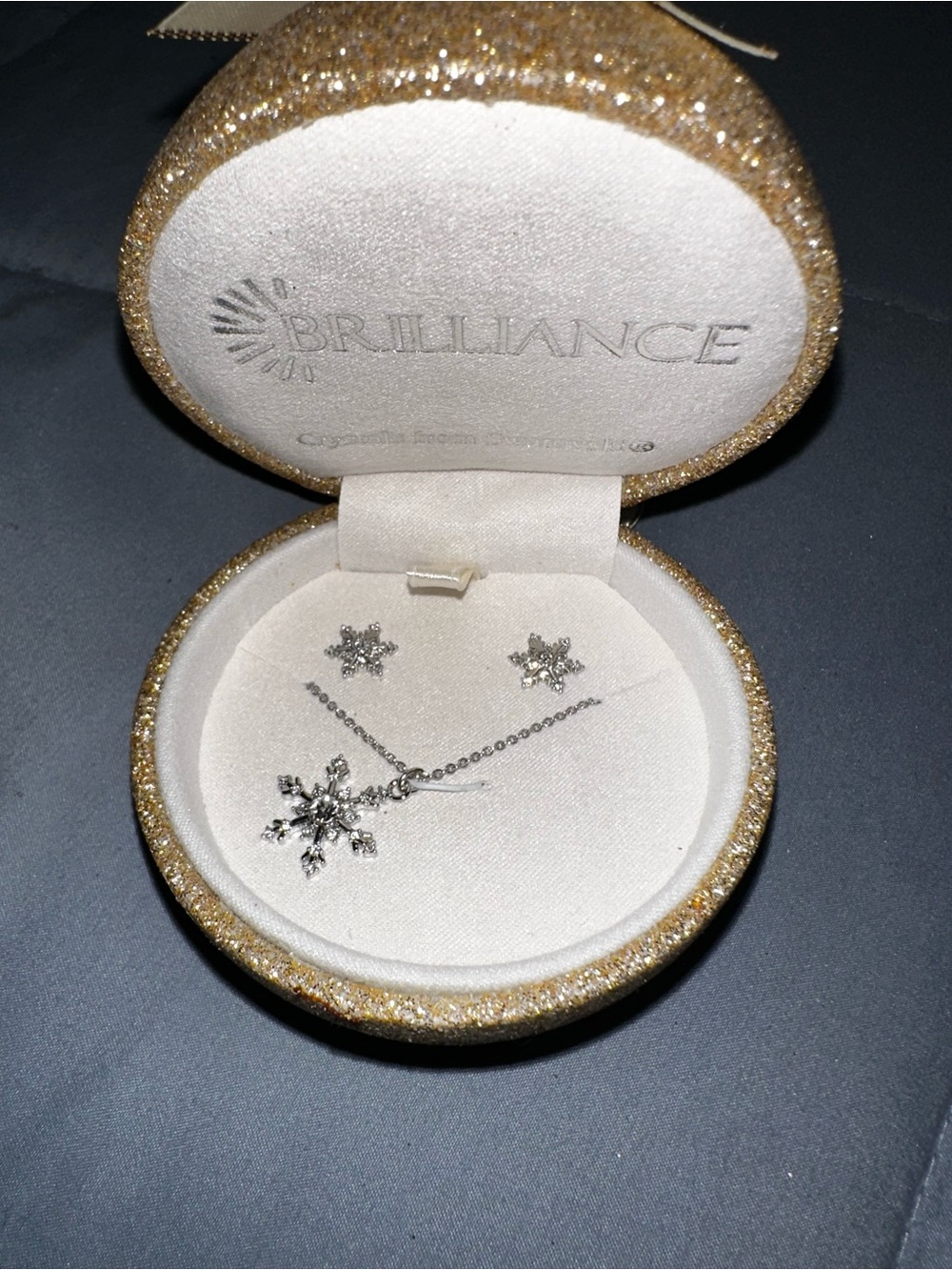Brilliance Fine Jewelry Snowflake Pendant Necklace and Stud Earring Set